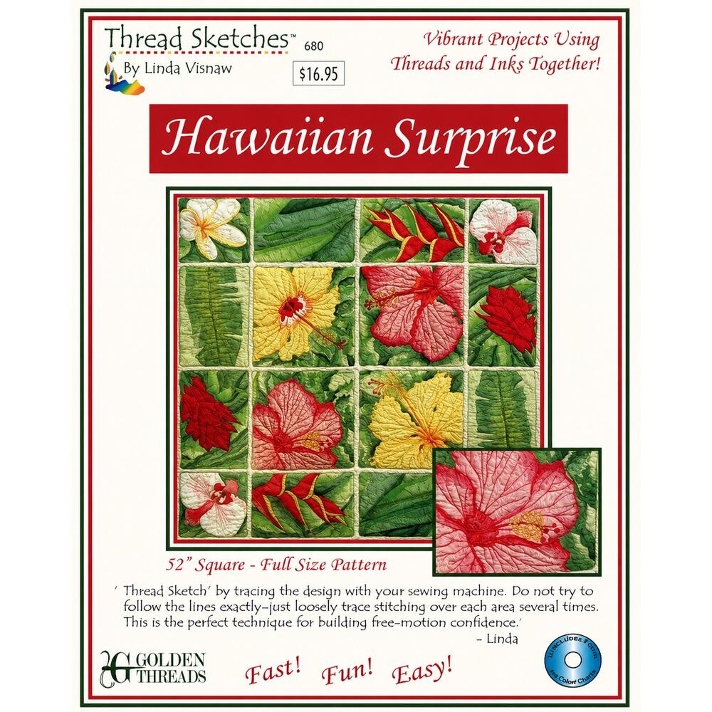 New Hawaiian Hibiscus Sunrise Quilt Pattern CD & Foundation Paper OOP